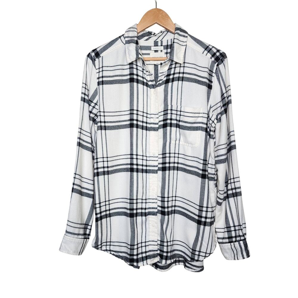 American Eagle Ahh mazingly Soft Black Plaid Button Up Shirt Women's Size Medium